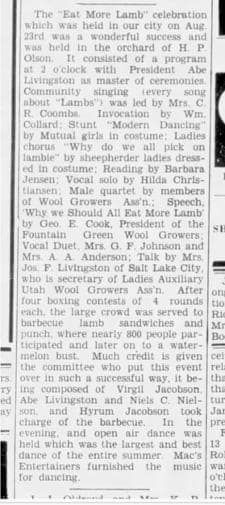 Newspaper article about the first Lamb Day
